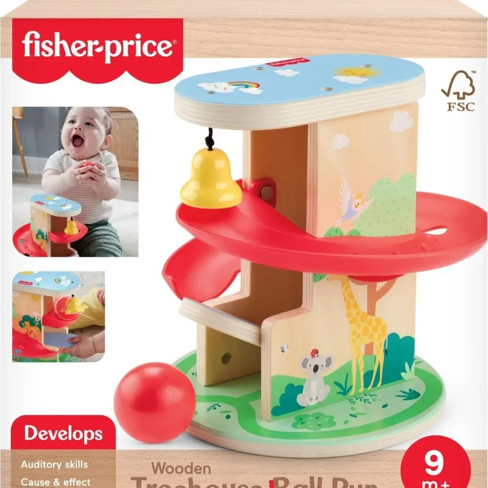 Fisher-Price HXT92 Wooden Treehouse Ball Run for Developmental Role Play 9M+